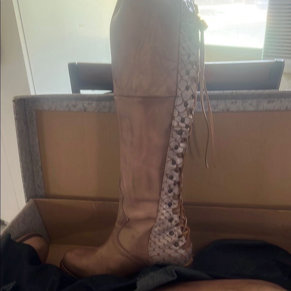 Freebird by Steven Beige Over the Knee Boots